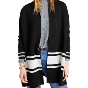 Anthropologie NVLT Open Front Cardigan Black
White Stripe Size M